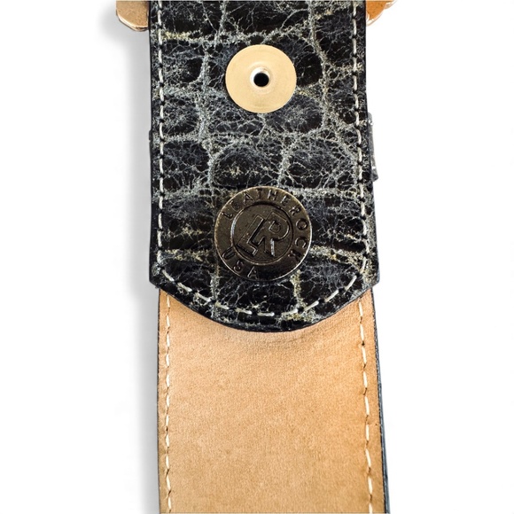 Leatherock Black Crackle Leather Belt Square Crystal Buckle main image 5